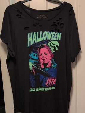 Halloween Graphic Distressed Black Tee Torrid 4
